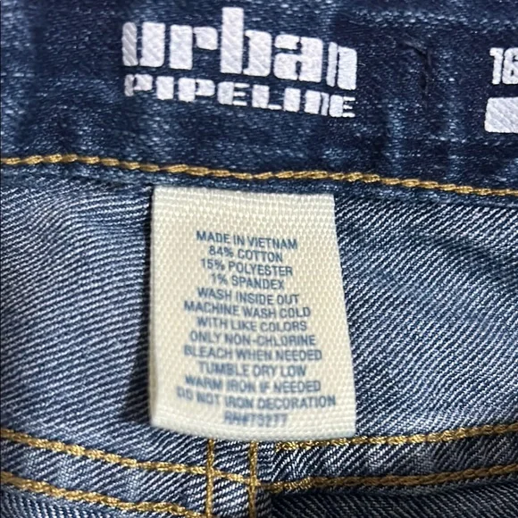 Urban Pipeline Blue Denim Jeans Adjustable Size is Kids 16R Straight Leg Flex - Picture 4 of 6